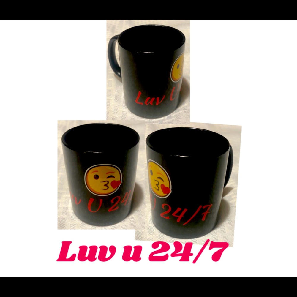 Love Mug, Black Glossy Mug 11 oz